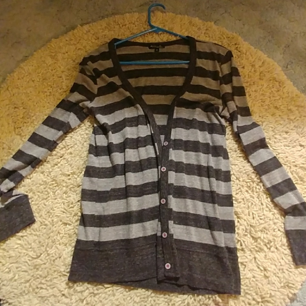 Mollie Black and Gray Striped Cardigan